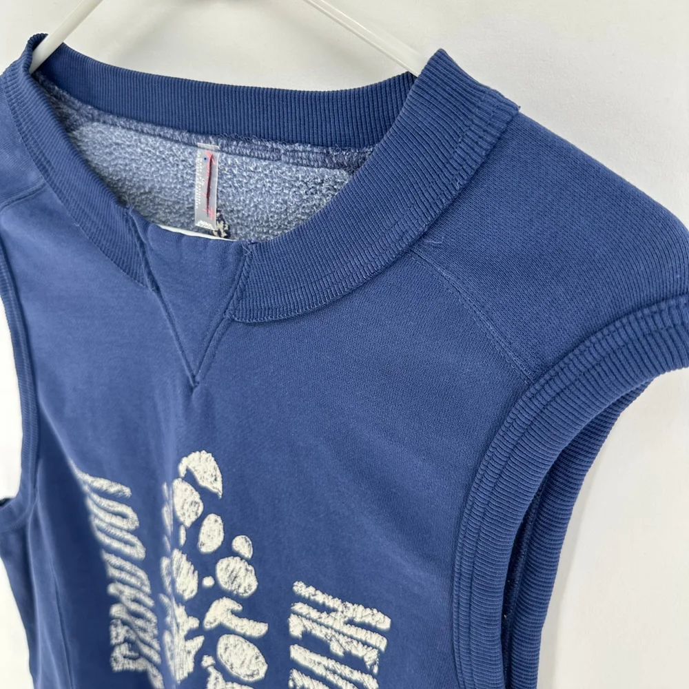 FREE PEOPLE MOVEMENT Athletic Blue CROP SWEATSHIRT Intercept TANK TOP WOMENS L - Picture 7 of 12